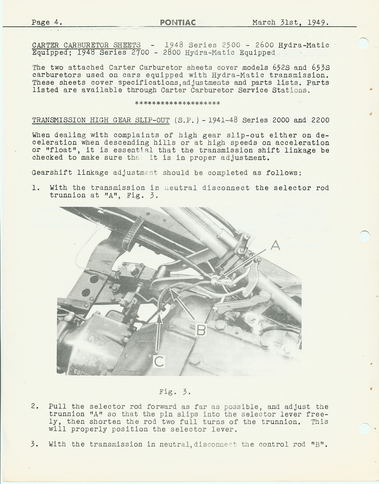 GM Product Service Bulletin March 31, 1949